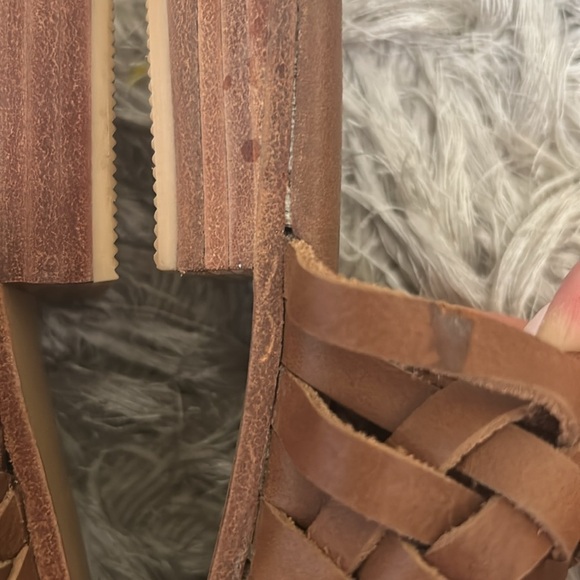 NWOB St. Agni Paris Leather Woven Almond Toe Slip-On Mules Vintage Tan Sz 36 5.5 - Picture 5 of 15